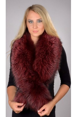 Red-cherry raccoon fur collar - Neck warmer